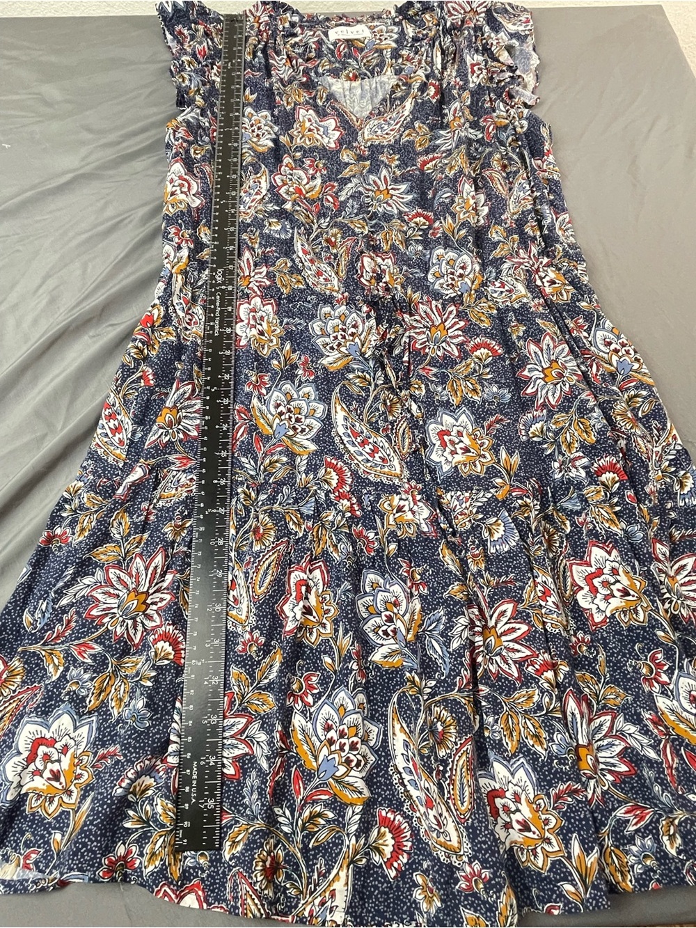 Velvet by Graham and Spencer Paloma Tie Waist Floral Dress XL Made In USA Boho - Picture 7 of 7